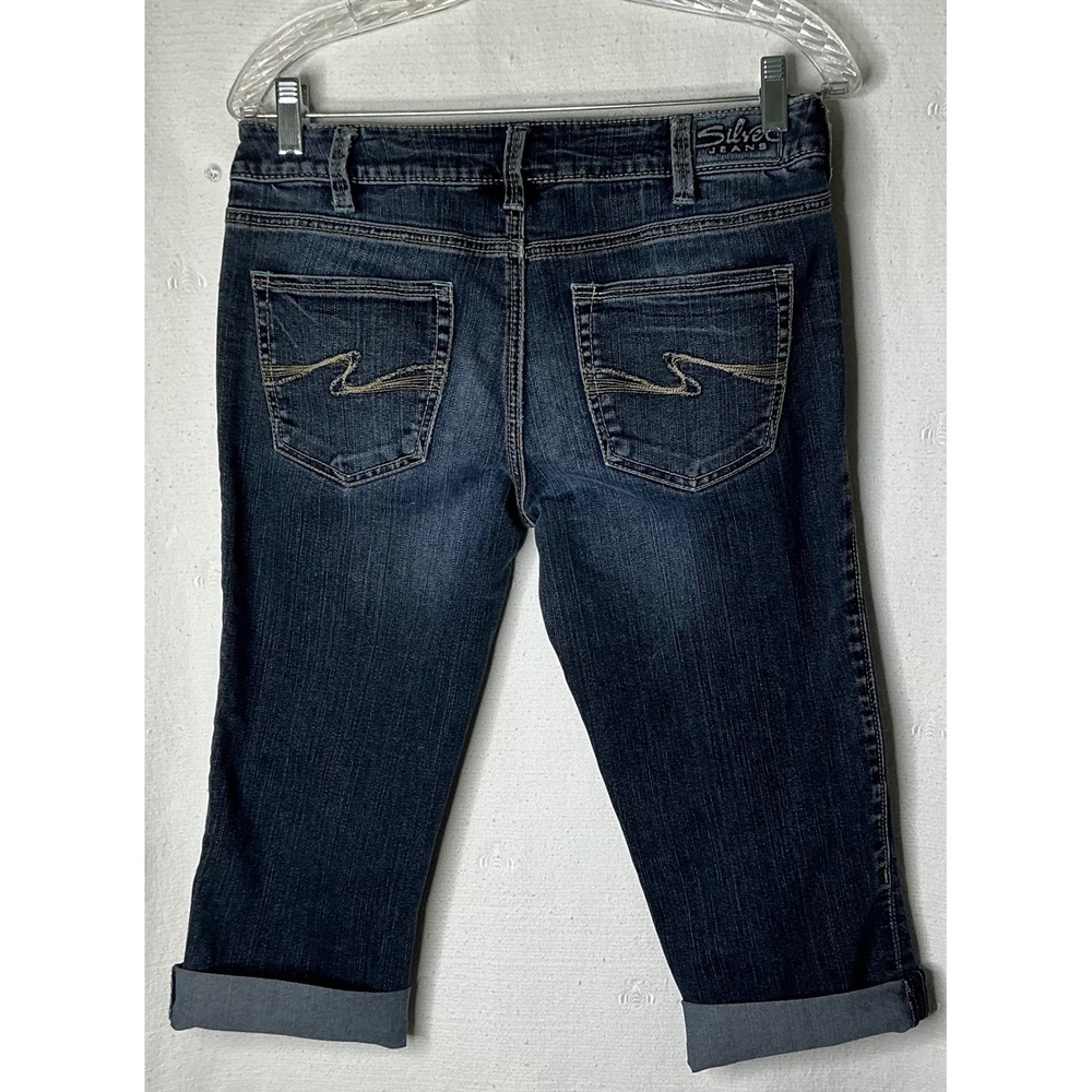 Silver Jeans Co Aiko Capri Dark Wash Cuffed Denim Jeans Size 30 L4545ADK411 - Picture 3 of 8
